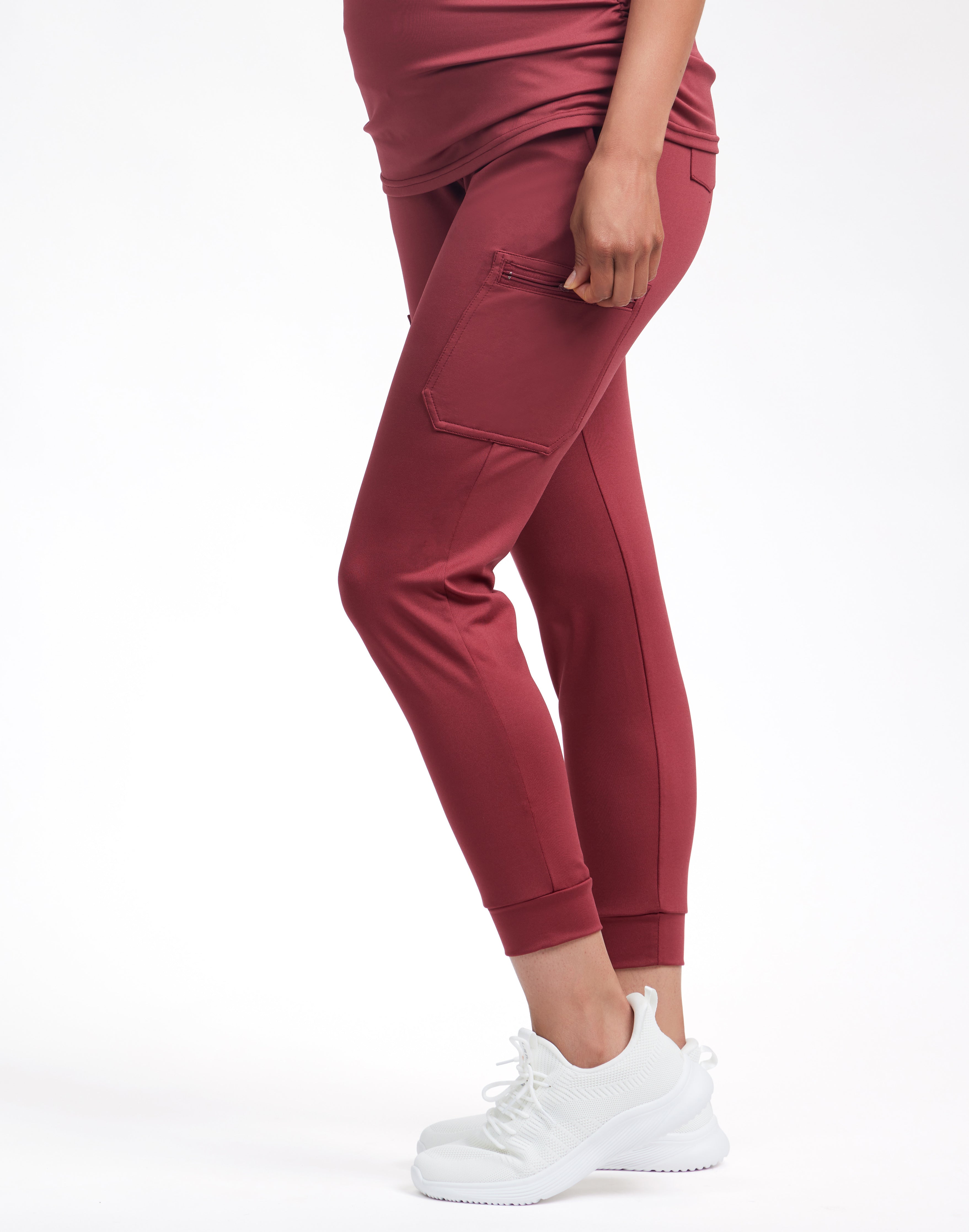 FIGS Zamora Maternity Jogger Style Scrub Pants for Women, Burgundy